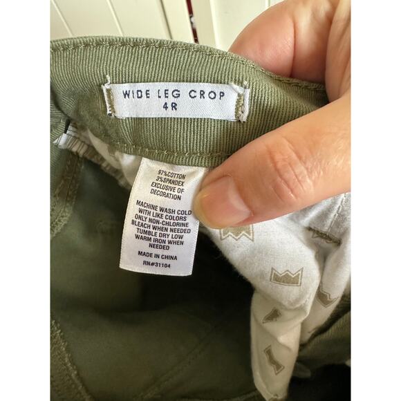 Crown & Ivy Womens Crop Jeans Sz 4R 4 Wide Leg Army Olive Green Denim NEW - Picture 6 of 6